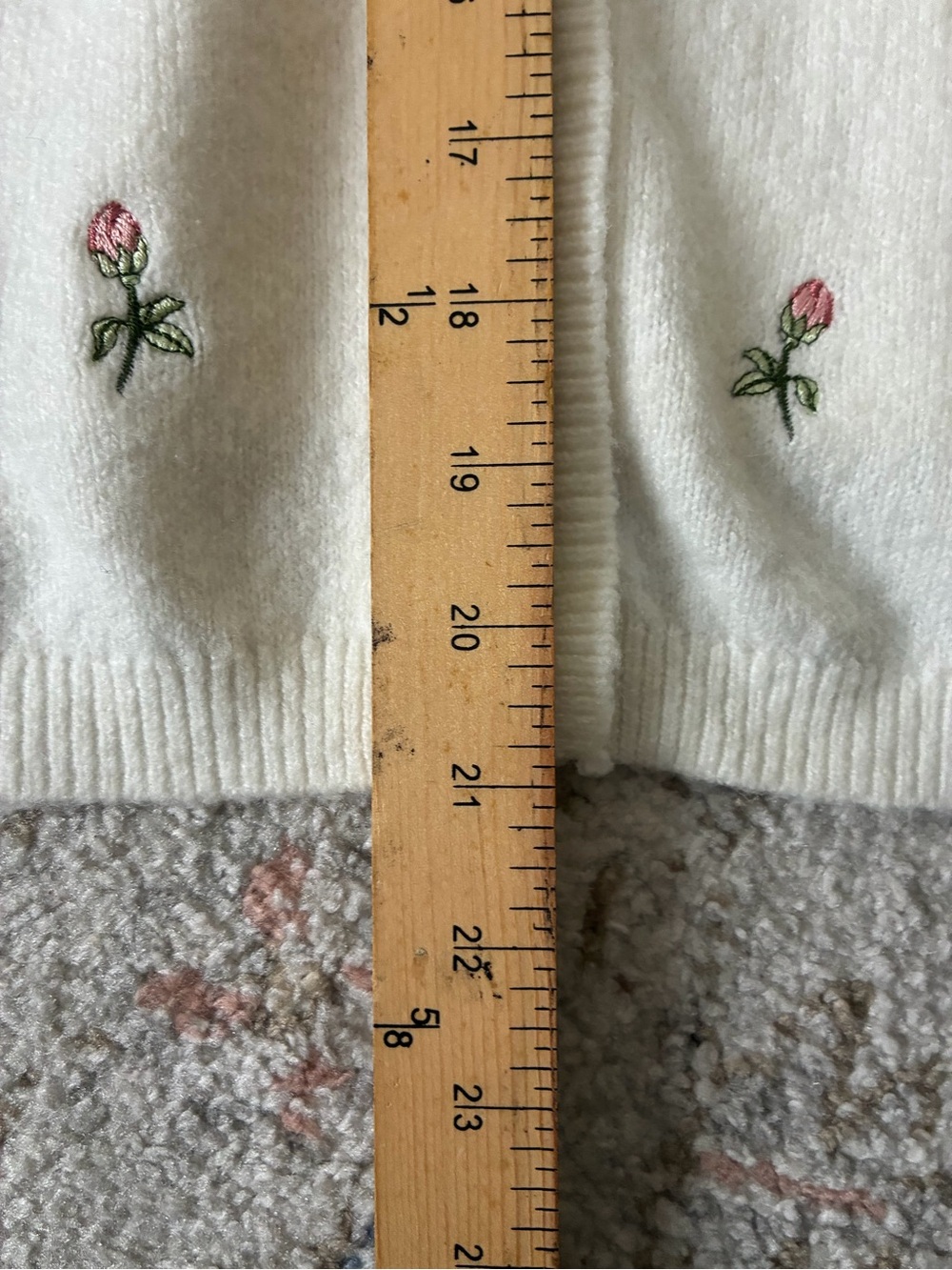 Marled Ruffle Collar Cardigan Sweater Floral Embroidered Coquette-EUC-Sz S - Picture 5 of 7